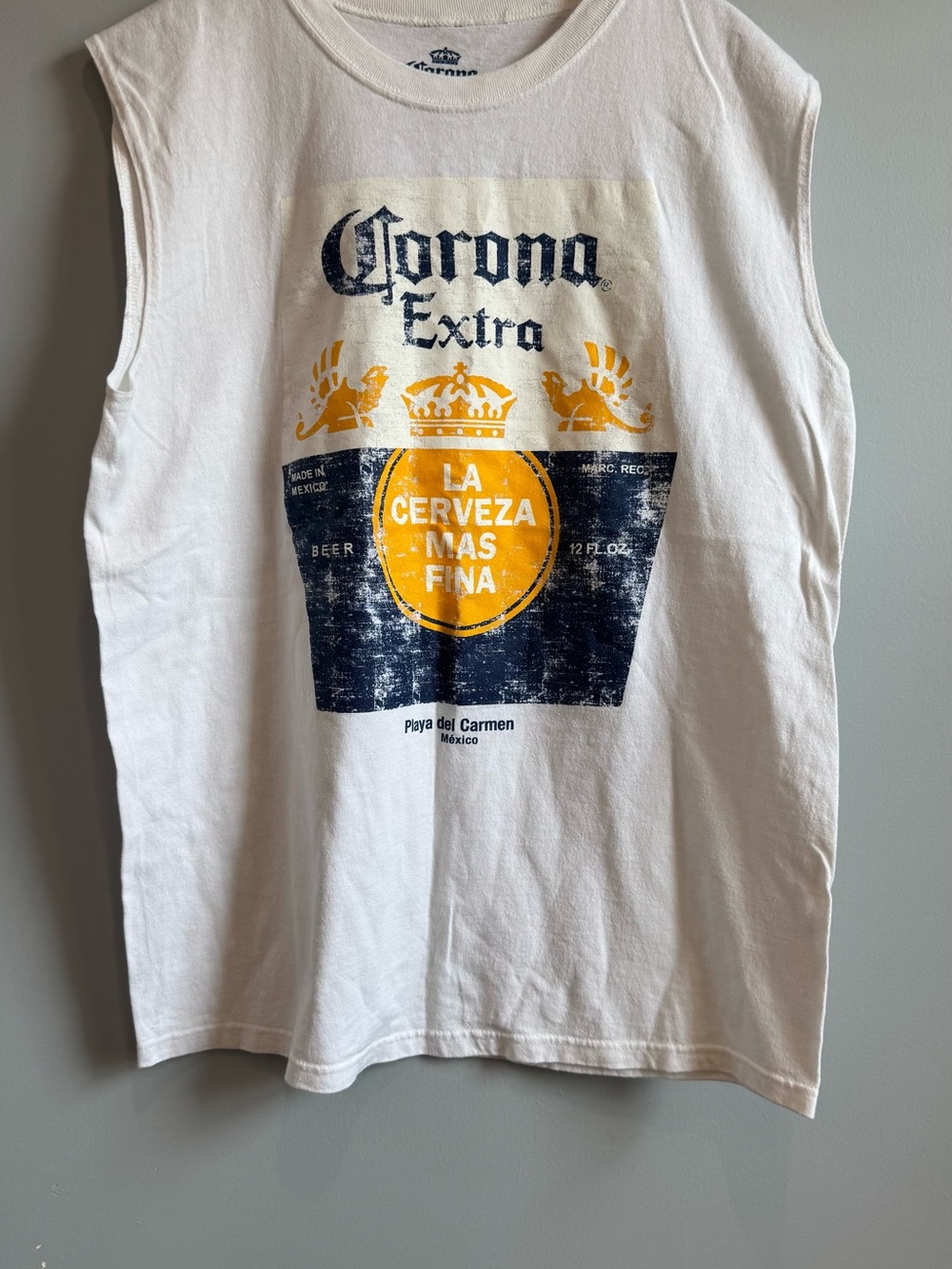 Corona Extra Graphic Tank Top Men’s Large White Playa del Carmen Mexico